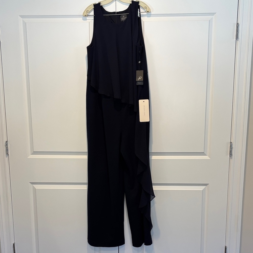 Adrianna Papell Midnight Blue Layered Jumpsuit